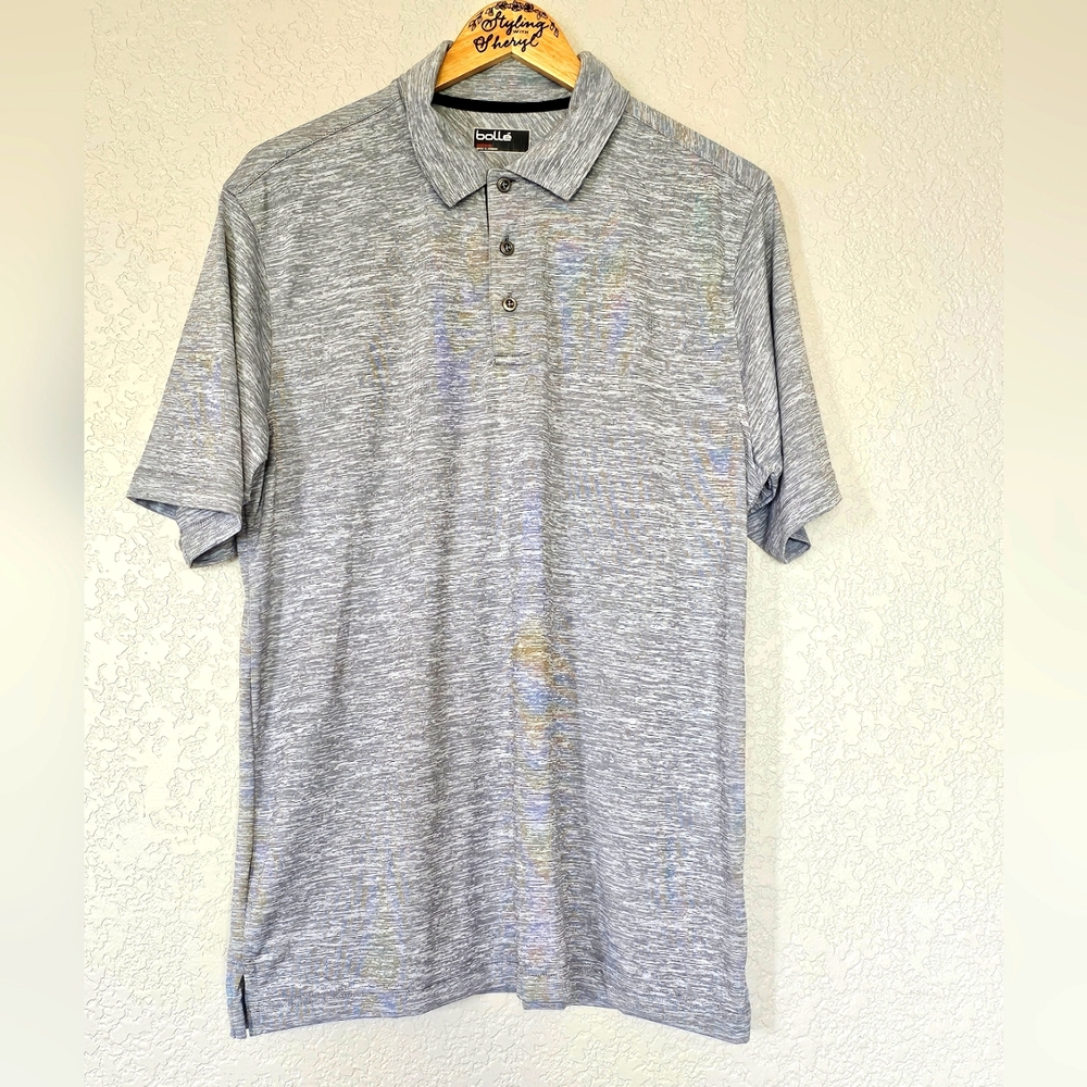 Bolle Polo Mens Size M Gray Shirt Short Sleeve Performance Golf Lightweight Fit